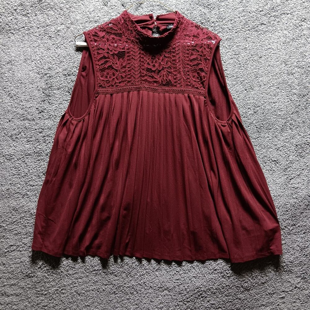 Cable & Gauge Lace Top Women’s Size XL Red Blouse Boho Romantic
